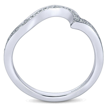 Wedding Band 14k White Gold Diamond Curved