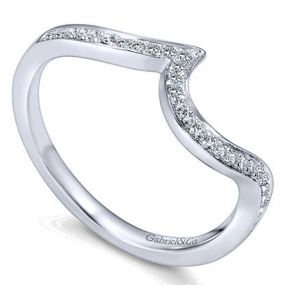 Wedding Band 14k White Gold Diamond Curved