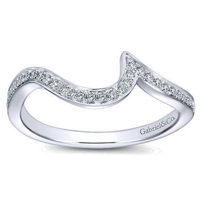 Wedding Band 14k White Gold Diamond Curved