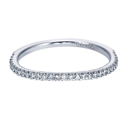 Wedding Band 14k White Gold Diamond Curved
