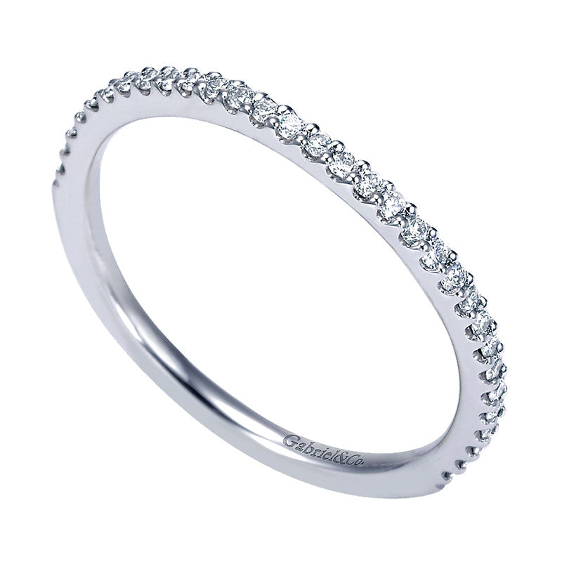 Wedding Band 14k White Gold Diamond Curved