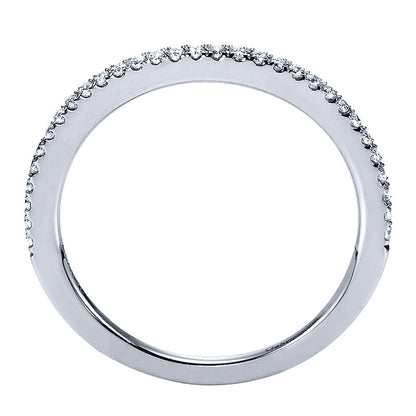 Wedding Band 14k White Gold Diamond Curved