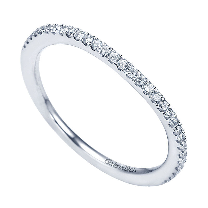 Wedding Band 14k White Gold Diamond Curved