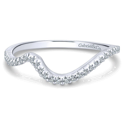 Wedding Band 14k White Gold Diamond Curved