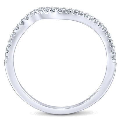 Wedding Band 14k White Gold Diamond Curved