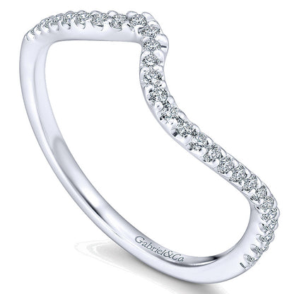 Wedding Band 14k White Gold Diamond Curved