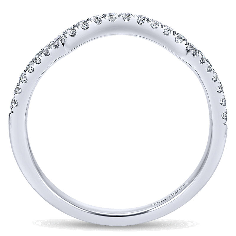 Wedding Band 14k White Gold Diamond Curved