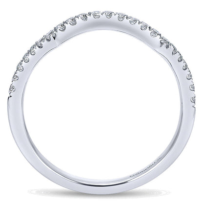 Wedding Band 14k White Gold Diamond Curved