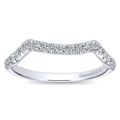 Wedding Band 14k White Gold Diamond Curved