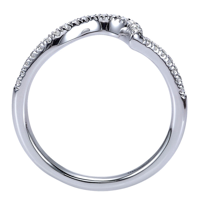 Wedding Band 14k White Gold Diamond Curved