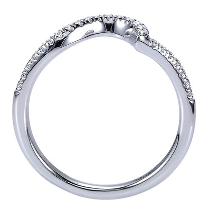 Wedding Band 14k White Gold Diamond Curved