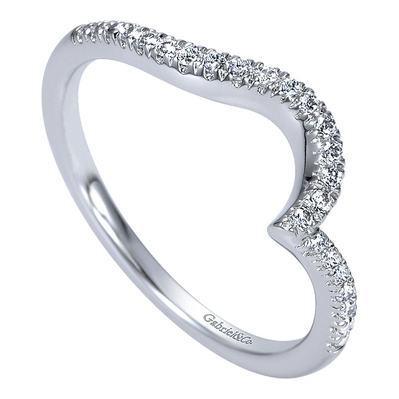 Wedding Band 14k White Gold Diamond Curved