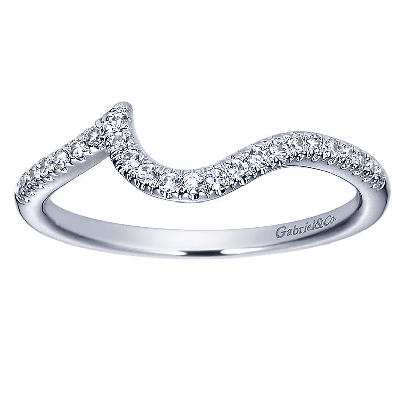 Wedding Band 14k White Gold Diamond Curved