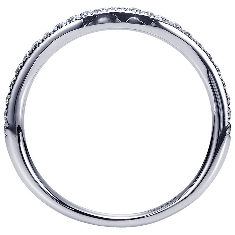 Wedding Band 14k White Gold Diamond Curved