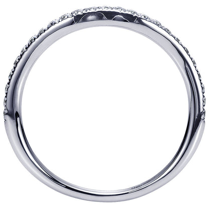 Wedding Band 14k White Gold Diamond Curved