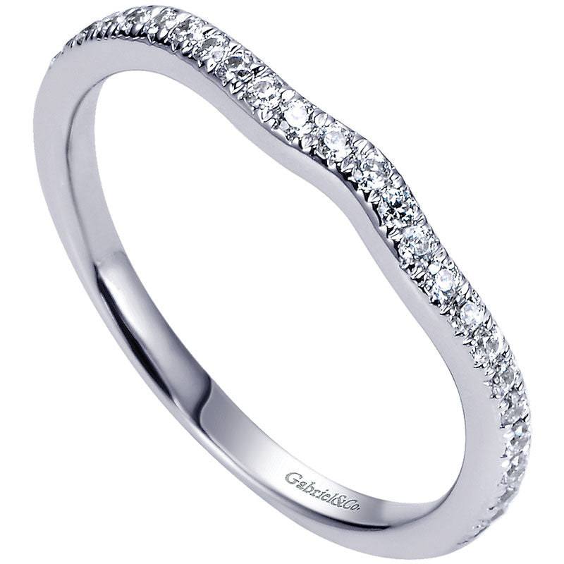 Wedding Band 14k White Gold Diamond Curved
