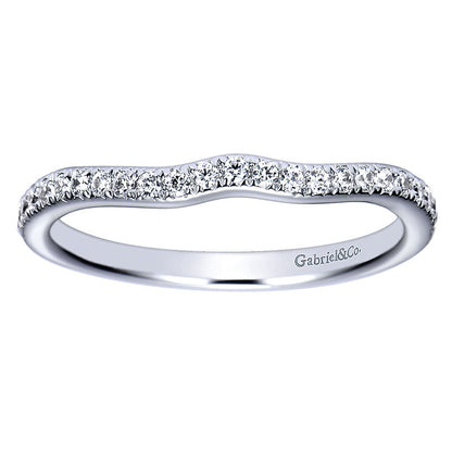 Wedding Band 14k White Gold Diamond Curved