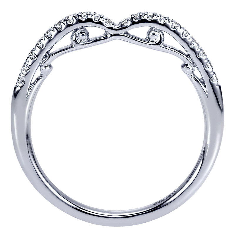 Wedding Band 14k White Gold Diamond Curved
