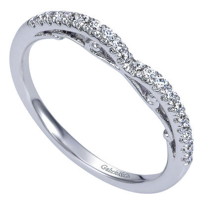 Wedding Band 14k White Gold Diamond Curved