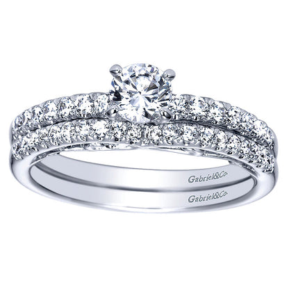 Wedding Band 14k White Gold Diamond Curved