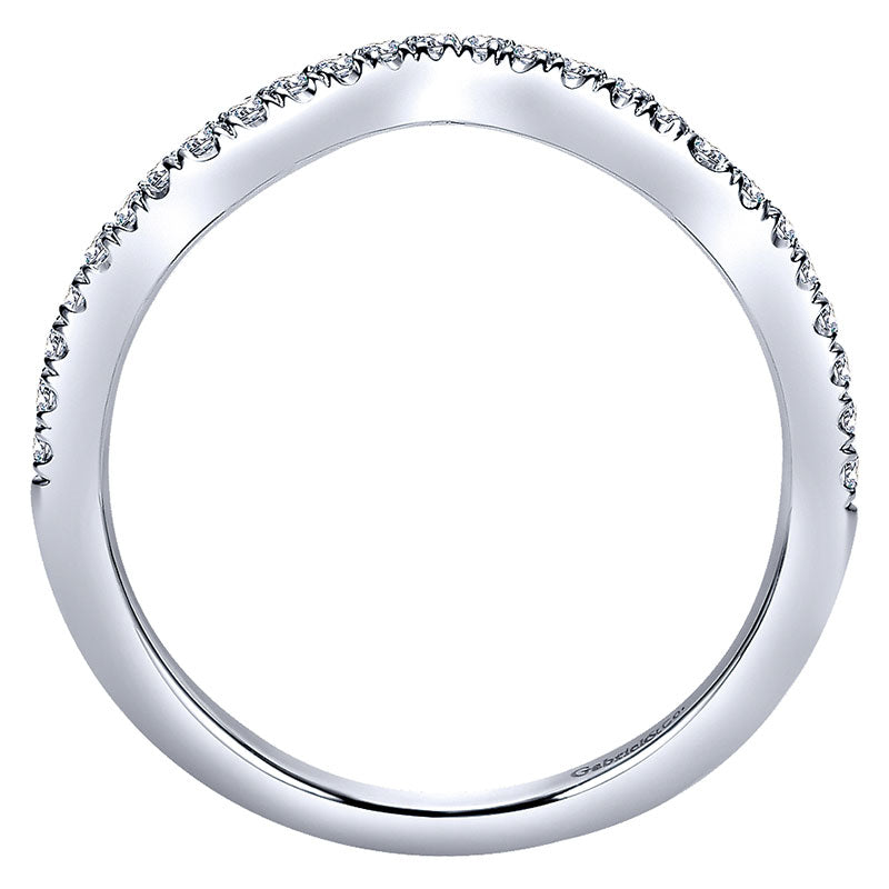 Wedding Band 14k White Gold Diamond Curved