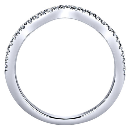 Wedding Band 14k White Gold Diamond Curved