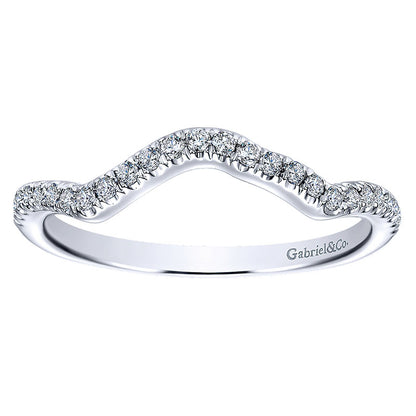 Wedding Band 14k White Gold Diamond Curved