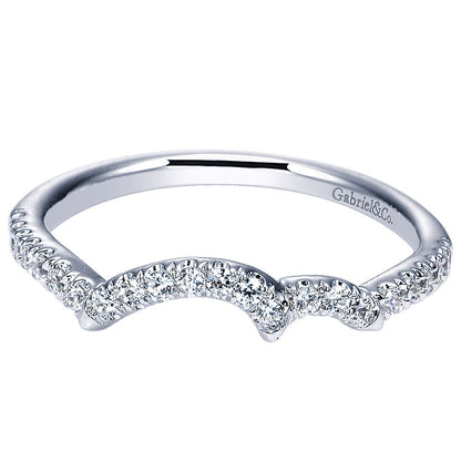 Wedding Band 14k White Gold Diamond Curved