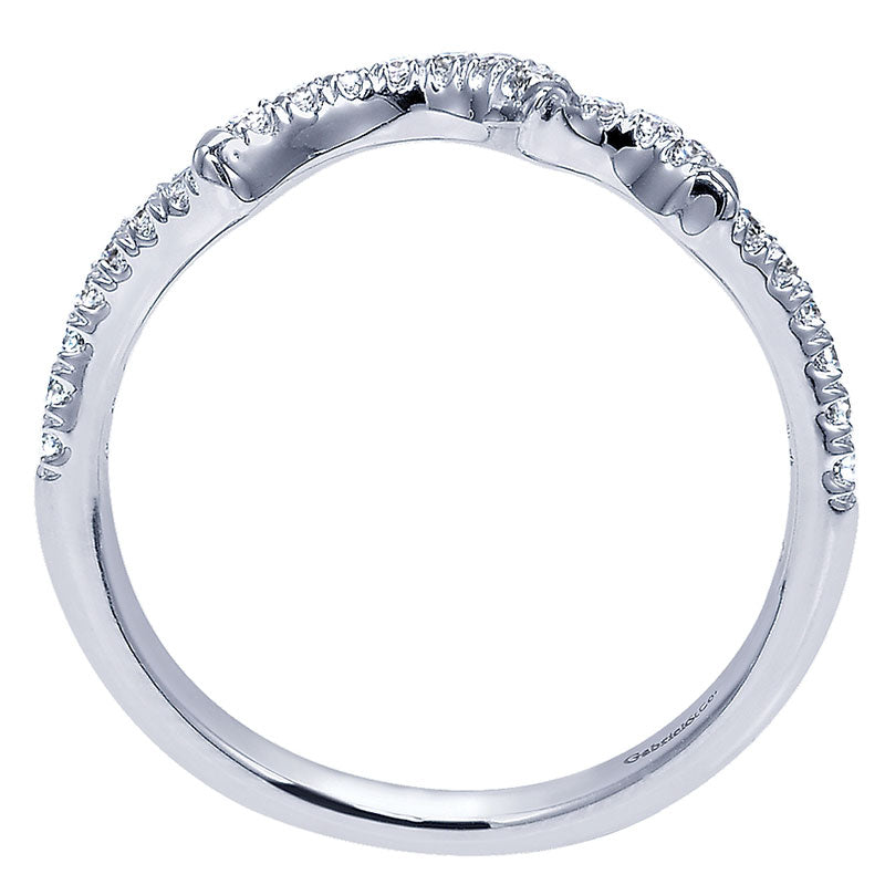Wedding Band 14k White Gold Diamond Curved