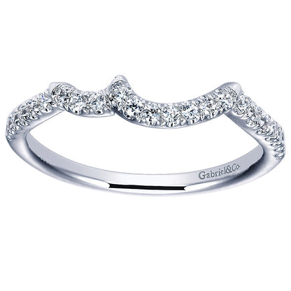 Wedding Band 14k White Gold Diamond Curved
