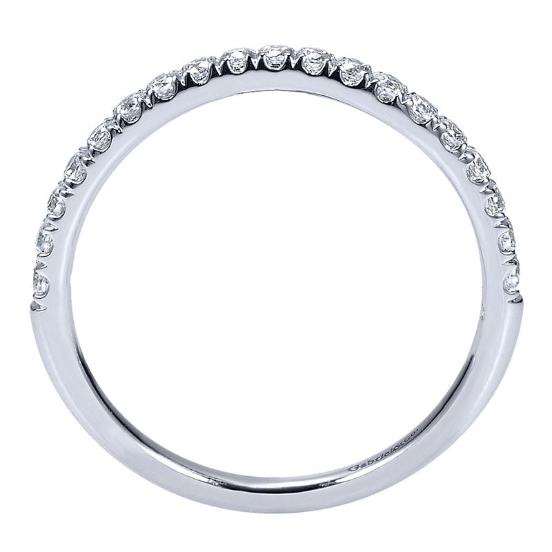 Wedding Band 14k White Gold Diamond Curved