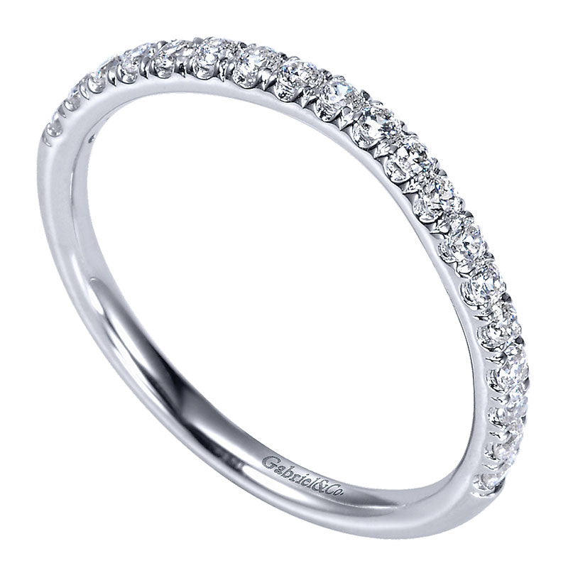 Wedding Band 14k White Gold Diamond Curved