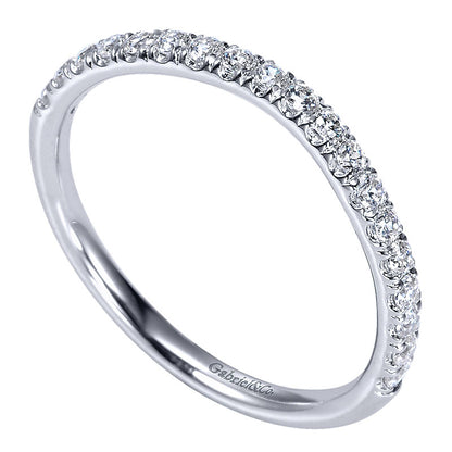 Wedding Band 14k White Gold Diamond Curved