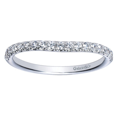 Wedding Band 14k White Gold Diamond Curved