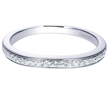 Wedding Band 14k White Gold Diamond Curved