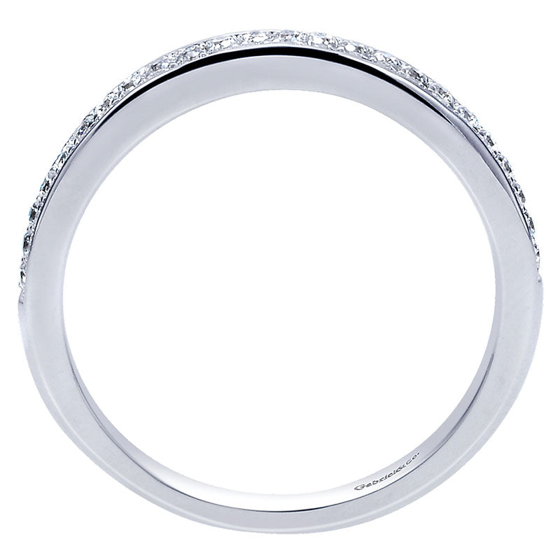 Wedding Band 14k White Gold Diamond Curved