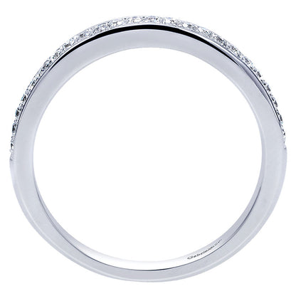 Wedding Band 14k White Gold Diamond Curved