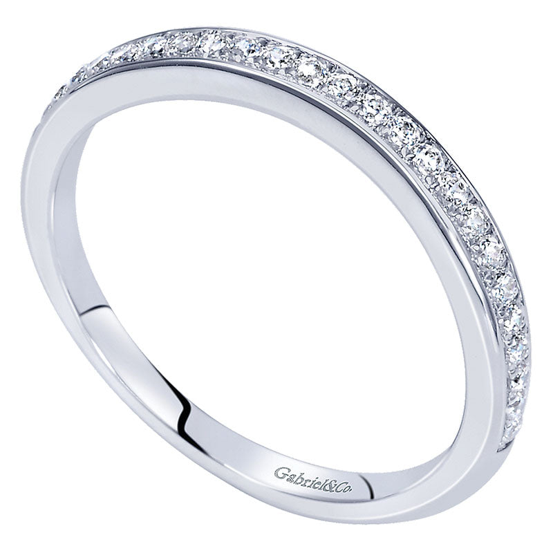 Wedding Band 14k White Gold Diamond Curved