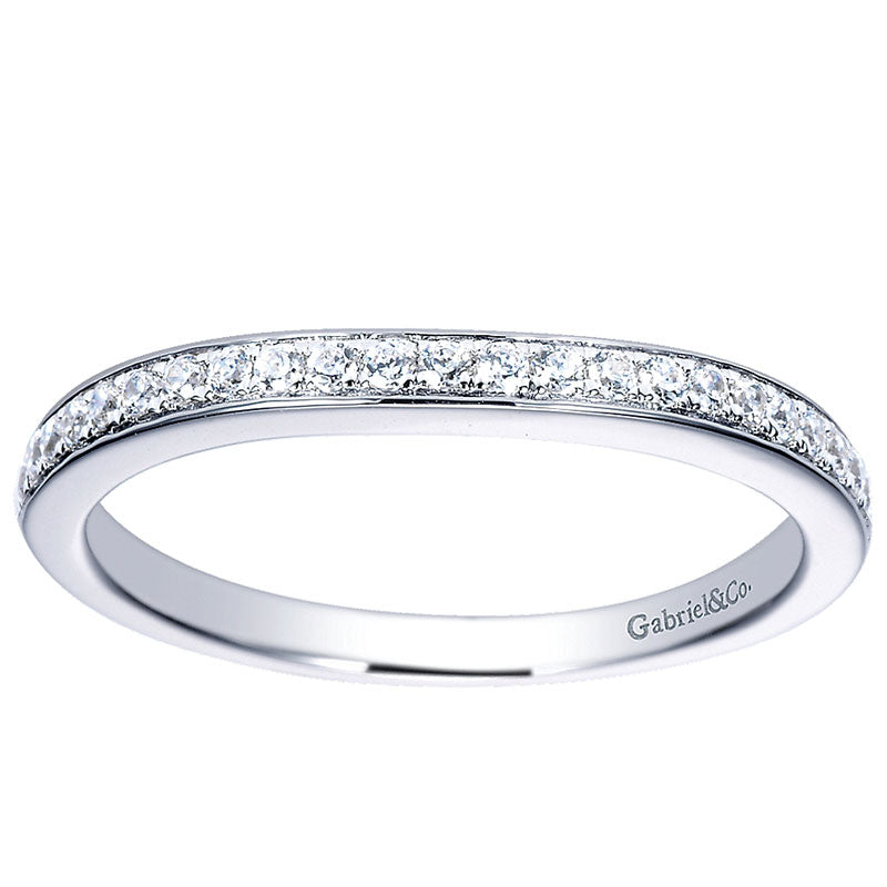 Wedding Band 14k White Gold Diamond Curved