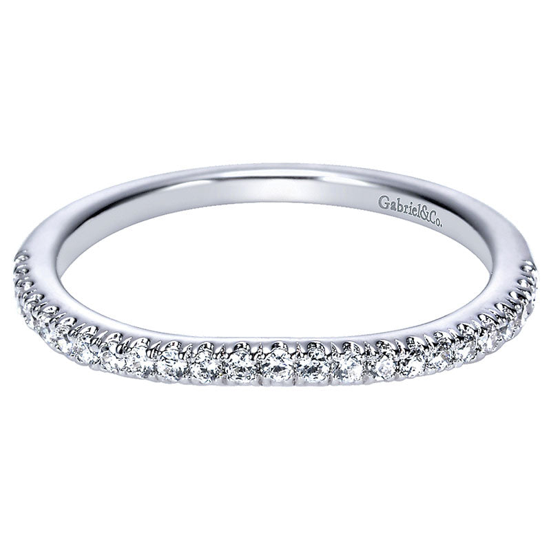 Wedding Band 14k White Gold Diamond Curved