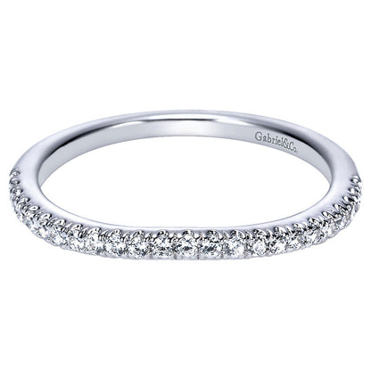 Wedding Band 14k White Gold Diamond Curved