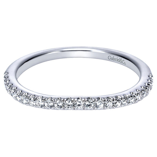 Wedding Band 14k White Gold Diamond Curved