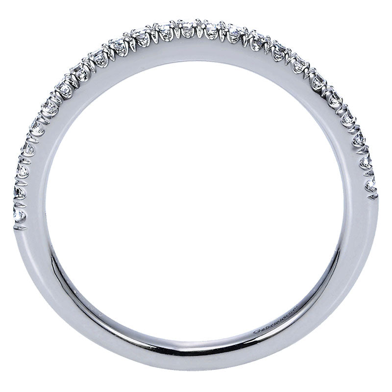 Wedding Band 14k White Gold Diamond Curved