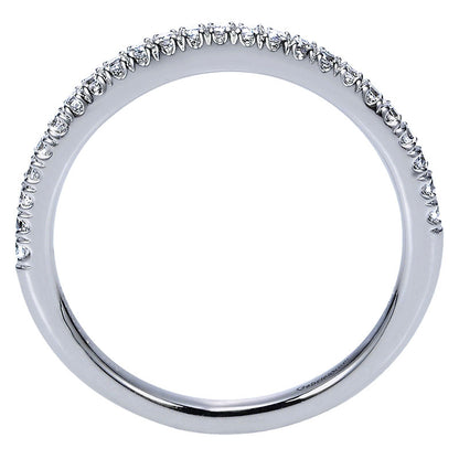 Wedding Band 14k White Gold Diamond Curved