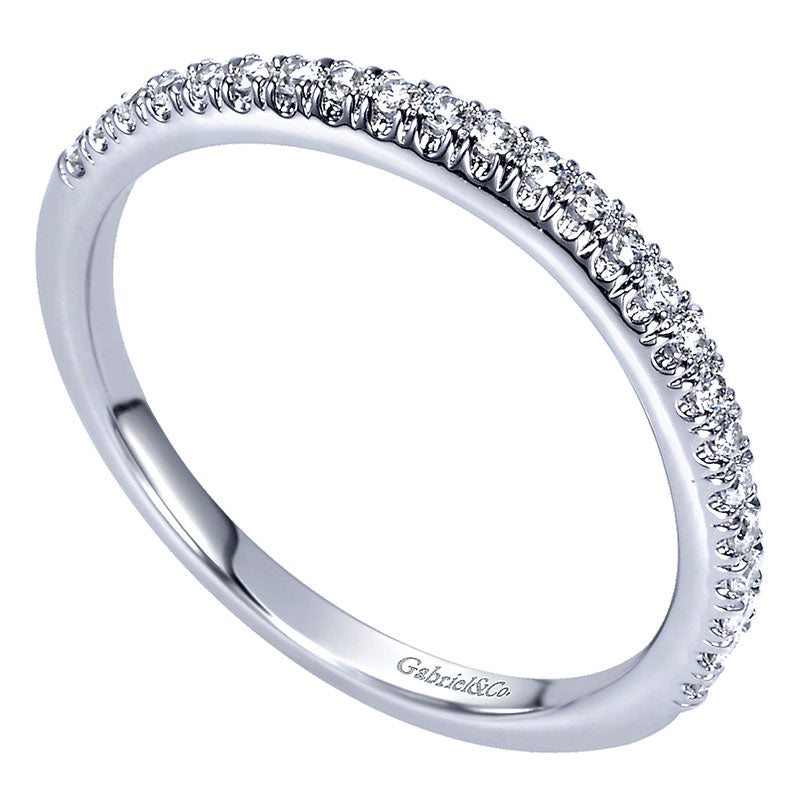 Wedding Band 14k White Gold Diamond Curved