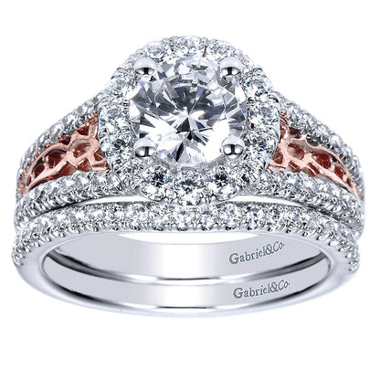 Wedding Band 14k White Gold Diamond Curved