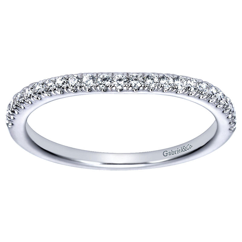 Wedding Band 14k White Gold Diamond Curved