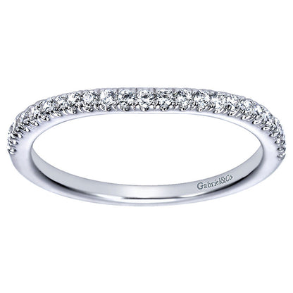 Wedding Band 14k White Gold Diamond Curved