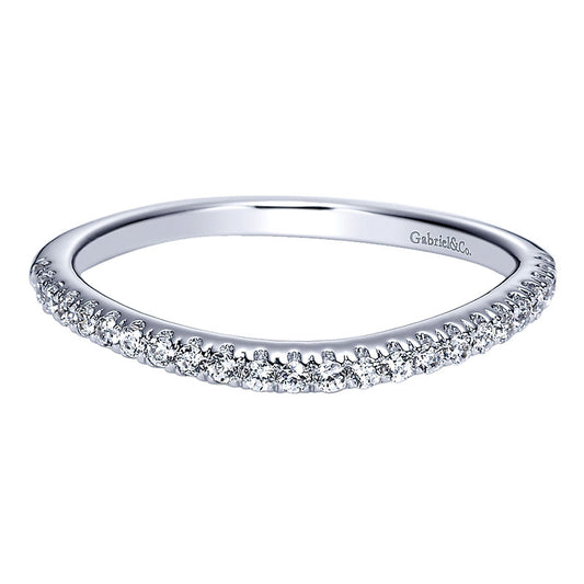 Wedding Band 14k White Gold Diamond Curved