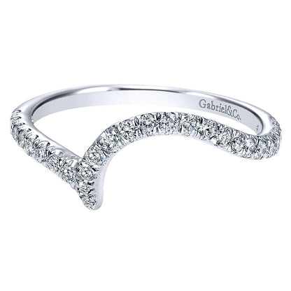 Wedding Band 14k White Gold Diamond Curved